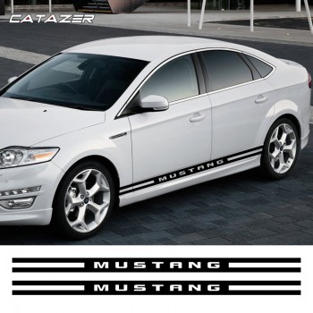 Car Sticker Vehicle Wraps Graphics Vinly Car Styling Decals Side Stripes Skirt Stickers and Decal for Ford Mustang Bullittr Side Skirt Strip Reflective